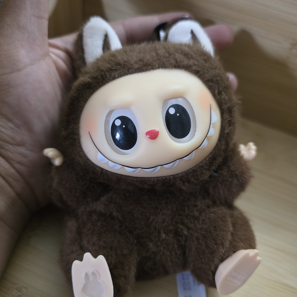 Plush Brown Monster Keychain with Big Eyes